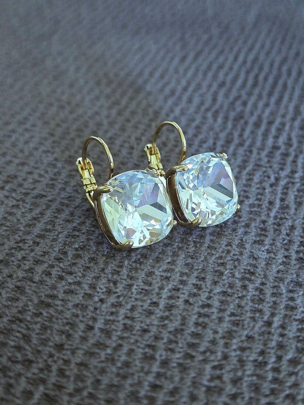Kate Spade♠️ Clear Faceted Crystal💎 Cushion Earrings - Picture 7 of 16
